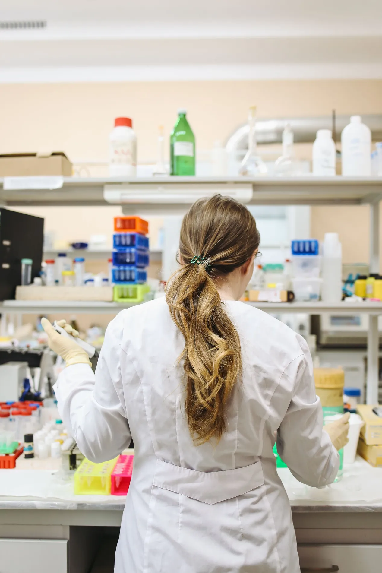 Scientist working at a laboratory bench
