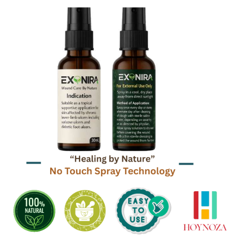 Exonira polyherbal wound care spray bottles — Healing by Nature, No-Touch Spray Technology